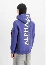 violetter bedruckter Pullover mit einem Kapuze von Alpha Industries