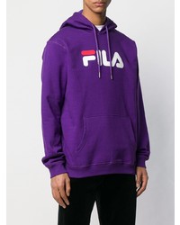 violetter bedruckter Pullover mit einem Kapuze von Fila