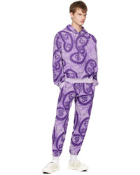 violetter bedruckter Pullover mit einem Kapuze von Needles
