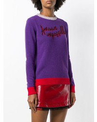 violetter bedruckter Pullover mit einem Rundhalsausschnitt von Pinko