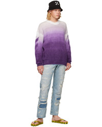 violetter bedruckter Pullover mit einem Rundhalsausschnitt von Off-White