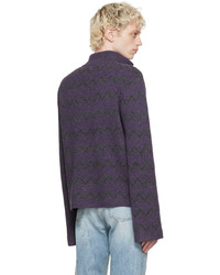 violetter bedruckter Pullover mit einem V-Ausschnitt von Acne Studios