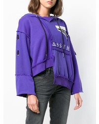 violetter bedruckter Pullover mit einer Kapuze von Diesel