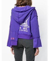 violetter bedruckter Pullover mit einer Kapuze von Diesel