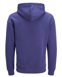 violetter Fleece-Pullover mit einem Kapuze von Jack & Jones