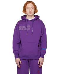 violetter Fleece-Pullover mit einem Kapuze von KidSuper