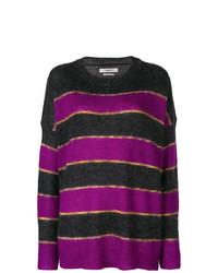 violetter horizontal gestreifter Oversize Pullover von Isabel Marant Etoile