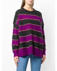 violetter horizontal gestreifter Oversize Pullover von Isabel Marant Etoile