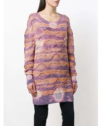 violetter horizontal gestreifter Oversize Pullover von Faith Connexion