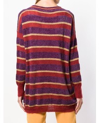 violetter horizontal gestreifter Oversize Pullover von Twin-Set