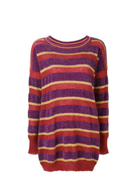 violetter horizontal gestreifter Oversize Pullover von Twin-Set