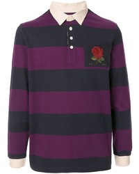violetter horizontal gestreifter Polo Pullover von Kent & Curwen