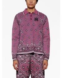 violetter horizontal gestreifter Polo Pullover von Amiri