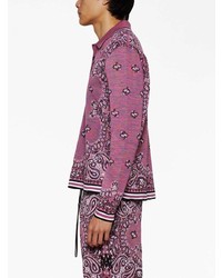 violetter horizontal gestreifter Polo Pullover von Amiri
