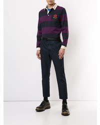 violetter horizontal gestreifter Polo Pullover von Kent & Curwen