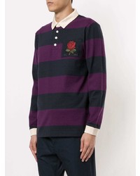 violetter horizontal gestreifter Polo Pullover von Kent & Curwen