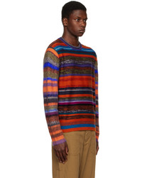 violetter horizontal gestreifter Pullover mit einem Rundhalsausschnitt von Ps By Paul Smith