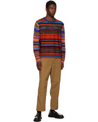 violetter horizontal gestreifter Pullover mit einem Rundhalsausschnitt von Ps By Paul Smith