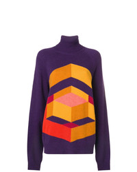 violetter Oversize Pullover mit geometrischem Muster von Bottega Veneta