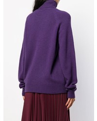 violetter Oversize Pullover mit geometrischem Muster von Bottega Veneta