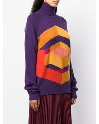 violetter Oversize Pullover mit geometrischem Muster von Bottega Veneta