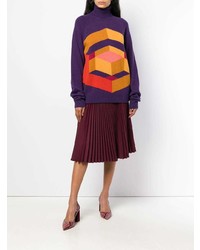 violetter Oversize Pullover mit geometrischem Muster von Bottega Veneta