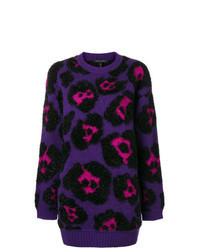 violetter Oversize Pullover mit Leopardenmuster
