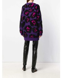 violetter Oversize Pullover mit Leopardenmuster von Marc Jacobs
