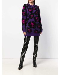 violetter Oversize Pullover mit Leopardenmuster von Marc Jacobs
