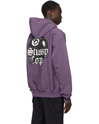 violetter Pullover mit einem Kapuze von Stussy