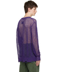 violetter Pullover mit einem Rundhalsausschnitt aus Netzstoff von Song For The Mute