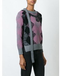 violetter Pullover mit einem Rundhalsausschnitt mit Argyle-Muster von Marc Jacobs