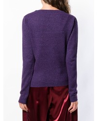 violetter Pullover mit einem Rundhalsausschnitt mit geometrischem Muster von Bottega Veneta