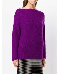 violetter Pullover mit einem Rundhalsausschnitt von Forte Forte