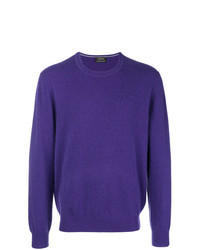 violetter Pullover mit einem Rundhalsausschnitt von Z Zegna