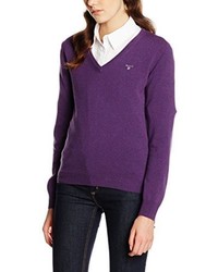 violetter Pullover mit einem V-Ausschnitt von GANT