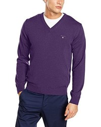 violetter Pullover mit einem V-Ausschnitt von Gant