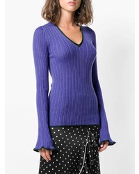 violetter Pullover mit einem V-Ausschnitt von Pinko