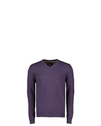violetter Pullover mit einem V-Ausschnitt von LERROS