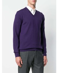 violetter Pullover mit einem V-Ausschnitt von Polo Ralph Lauren