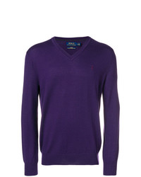 violetter Pullover mit einem V-Ausschnitt von Polo Ralph Lauren