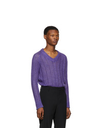 violetter Pullover mit einem V-Ausschnitt von Prada