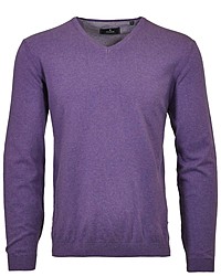 violetter Pullover mit einem V-Ausschnitt von RAGMAN