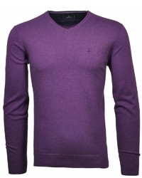 violetter Pullover mit einem V-Ausschnitt von RAGMAN