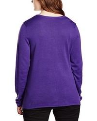 violetter Pullover mit einem V-Ausschnitt von Sheego