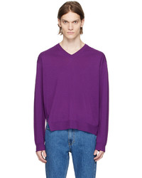 violetter Pullover mit einem V-Ausschnitt von Wooyoungmi