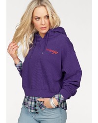 violetter Pullover mit einer Kapuze von Wrangler