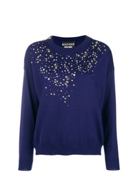 violetter verzierter Pullover mit einem Rundhalsausschnitt von Boutique Moschino