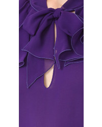 violettes ärmelloses Oberteil aus Seide mit Rüschen von Giambattista Valli