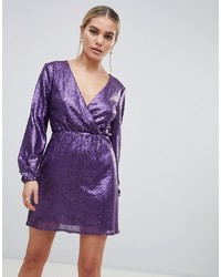 violettes ausgestelltes Kleid aus Pailletten von Outrageous Fortune